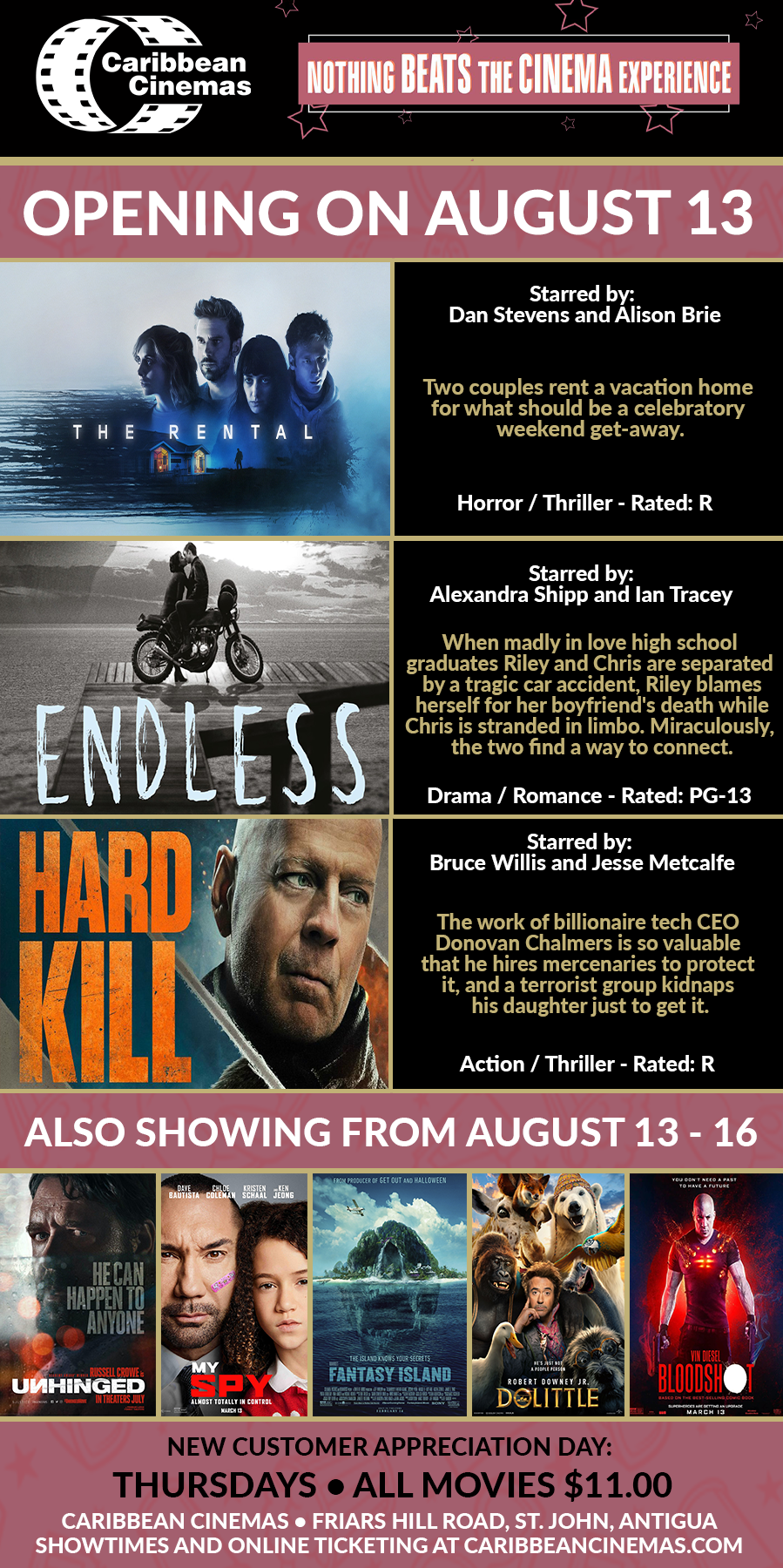 Three new releases opening this week at Caribbean Cinemas Antigua