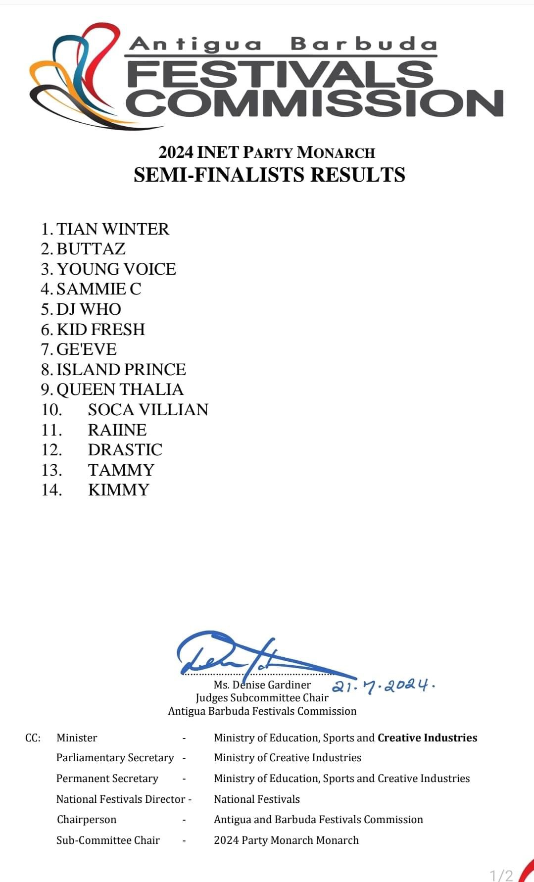 Festivals Commission Reveals THE REAL LIST - Antigua News Room